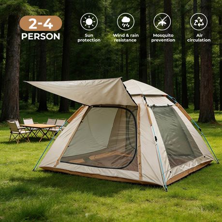 Chenshia 4 Person Camping Tent 210D Oxford Fabric Anti-Mosquito Pop-Up Tent
