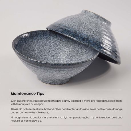 Ceramic Ramen Bowls with Chopsticks - 2 Pack