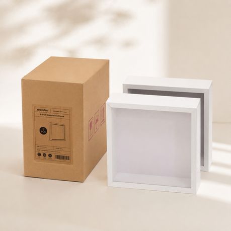 White 20cm Shadow Box Frame - 3D Deep Display Case (2 Pack)