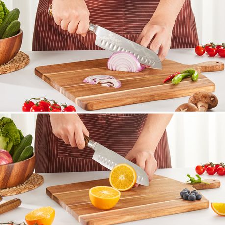 18cm Damascus Steel Santoku Kitchen Knife with Wood Handle