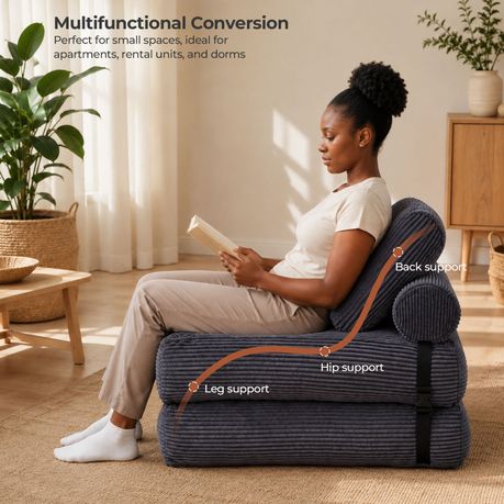 Grey 3-in-1 Folding Sofa Bed