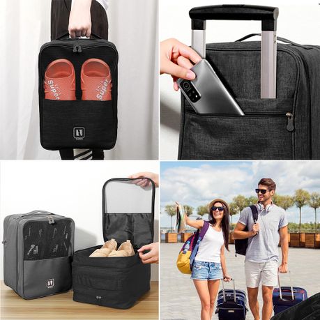 3-Layer Travel Shoe Organizer Bag - Black