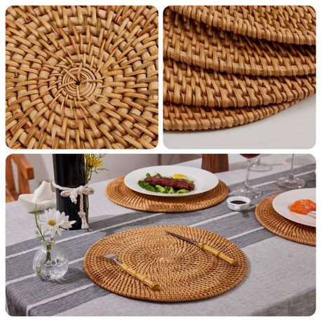 40cm Boho Handwoven Round Placemats- 4 Pack