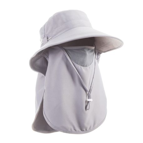 Sun Protection Hat with Neck Flap - Grey