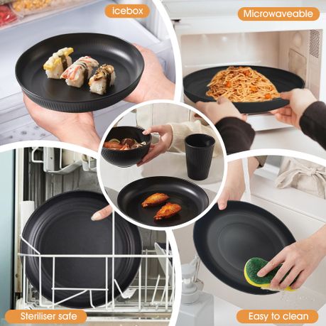 18Pcs Wheat Straw Dinnerware Set Durable Outdoor Picnic Tableware