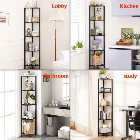 5-Tier Corner Shelf Space-Saving Bookshelf