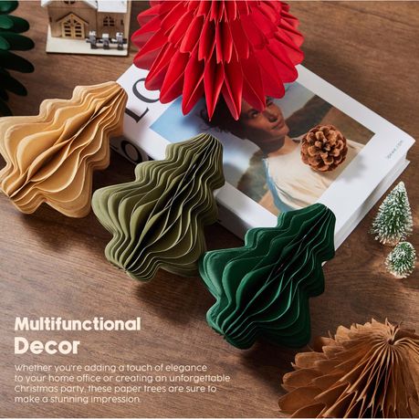 3D Honeycomb Paper Christmas Trees - 6 Pack
