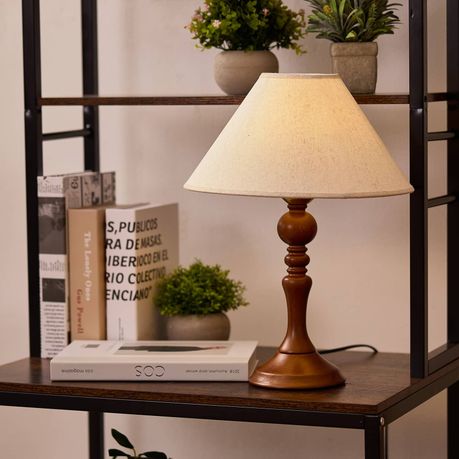 Wooden Bedside Lamp Pack with Lamp Shade