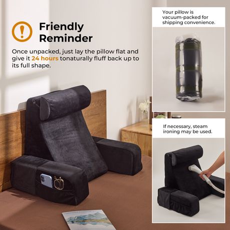 Black Ergonomic Reading Pillow