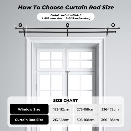 Adjustable Heavy-Duty Steel Double Curtain Rod Set with 40 Rings | 122–213 cm