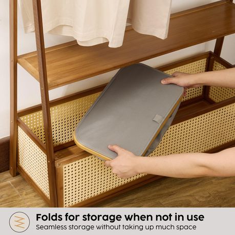 100L Collapsible Laundry Hamper with Lid & Removable Bag