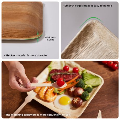 Disposable Biodegradable Palm Leaf Tray Set