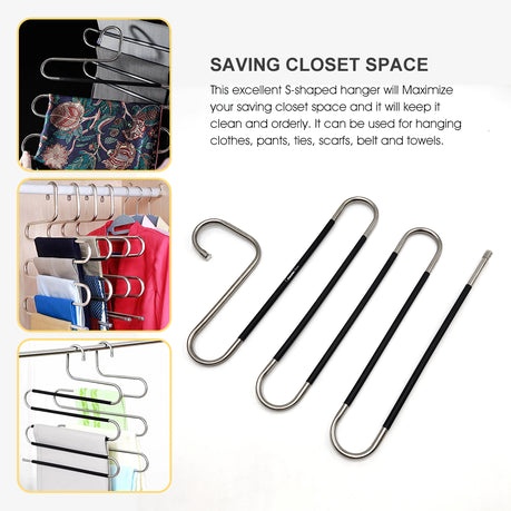 Stainless Steel Multi Trouser Hangers - 4-Pack