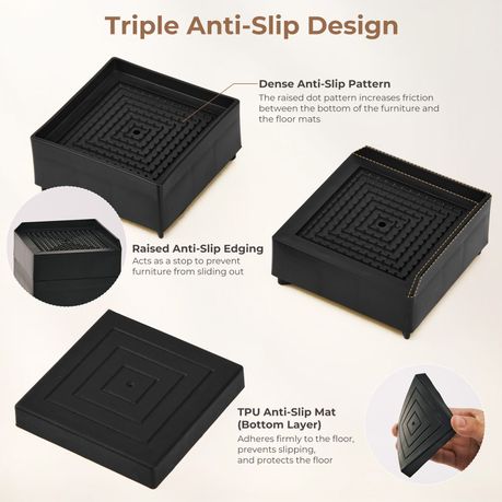 4pc Heavy Duty Furniture Risers