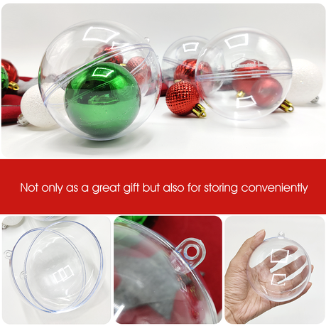 Clear Transparent Christmas Tree Baubles | Set of 5 | 9 cm