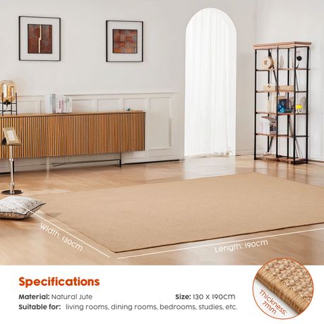 Woven Jute Area Rug - 130x190cm