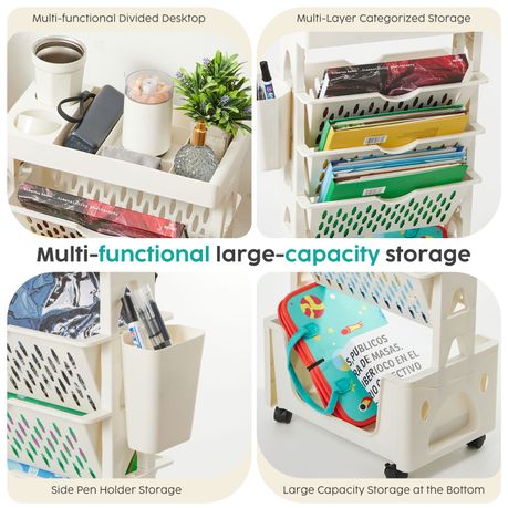 5-Tier Storage Rack Mobile Organiser Trolley Utility Cart