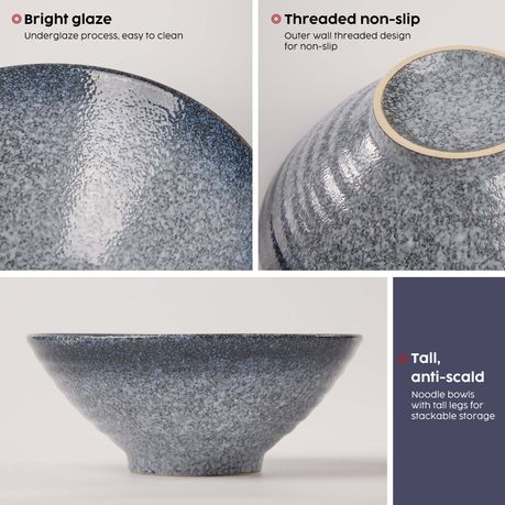 Ceramic Ramen Bowls with Chopsticks - 2 Pack
