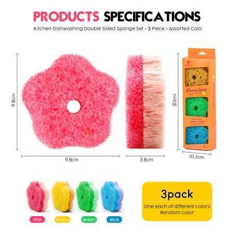 3-Pack Heat-Activated Sponges- Dual-Sided Scrubber Set