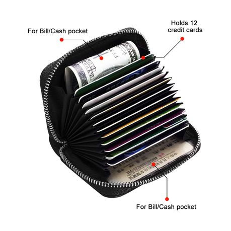 Faux Leather Wallet Unisex RFID Blocking Travel Card Holder - 12-Slot
