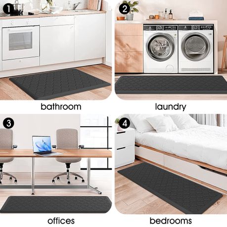 Waterproof Cushioned Kitchen Mat Floor Rug Set - Black