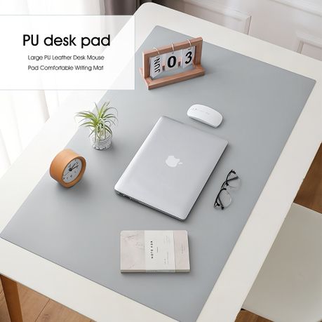 Leather Desk Pad Large Portable Desk Mat - Light Grey