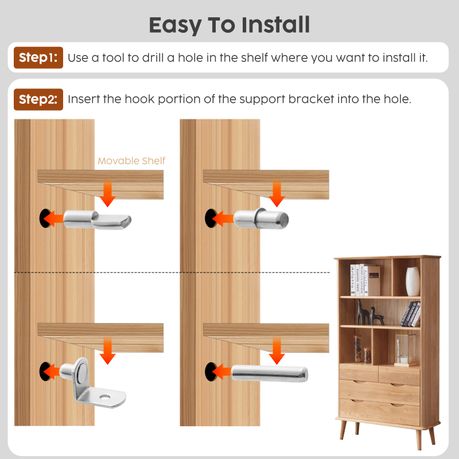 Cabinet Shelf Support Pegs - 104 Pack | 4 Styles
