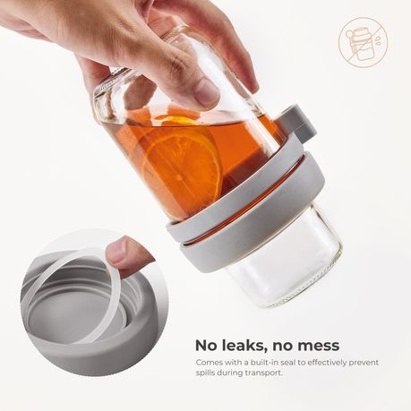 2-Pack Glass Overnight Oats Jars with Lids & Spoons | 450 ml + 115 ml Topping Cup