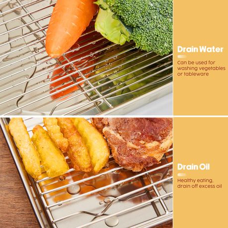 9Pc Stainless Steel Baking Mat Roasting Pan Baking Pan Rack Set