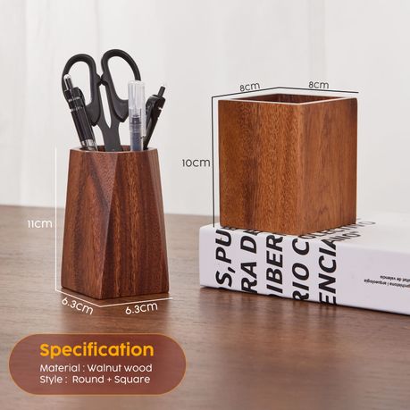Chenshia 2Pc Walnut Wood Desk Office Organizer