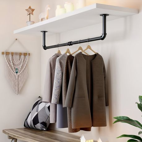 Wall-Mounted Industrial Pipe Clothes Rack | 92.5 cm (2-Pack)