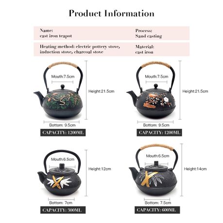 Bird Cast Iron Teapot with Infuser 1200ml