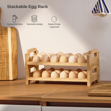 Bamboo Egg Holder Rack | 18 Egg Holder