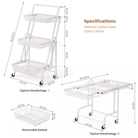 3-Tier Adjustable Storage Trolley