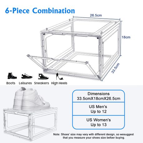 Stackable Shoe Storage Boxes - 6 Pack