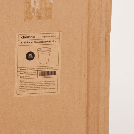 480ml Kraft Paper Soup Bowl - 50pcs