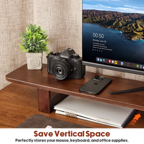 Chenshia Natural Wood Desktop Computer Monitor Riser Laptop Stand - 120cm