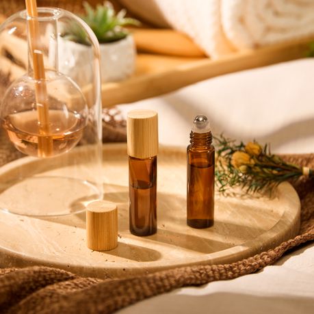 10ml Bamboo Travel Bottles Refillable Glass Roller Set