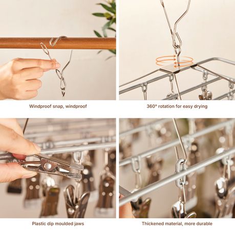 28 Clip Laundry Hanger Rack Rotating Folding Drip Drying Clothes