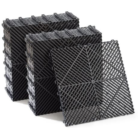 16-Piece Interlocking Garage Floor Tiles - Black