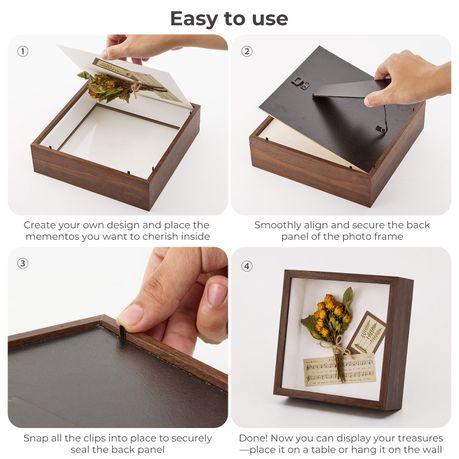 Walnut 20cm Shadow Box Frame - 3D Deep Display Case (2 Pack)