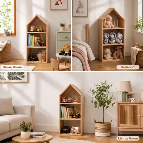 House-Shaped Kids Bookshelf & Toy Organiser