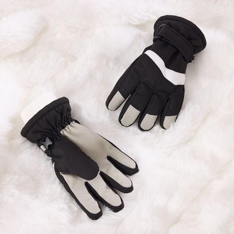 Kids Winter Gloves Waterproof Thermal Snow Ski Mittens - Black