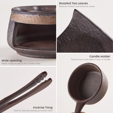 Ceramic Incense Holder & Wax Warmer Set
