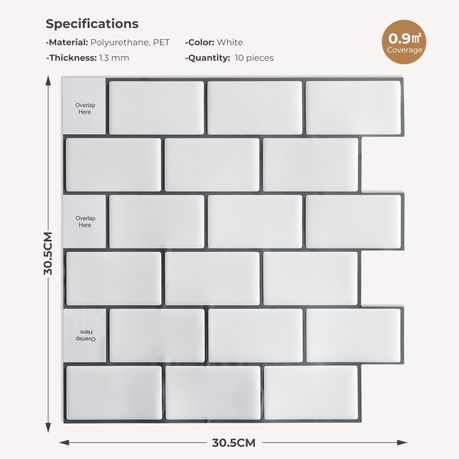 Peel and Stick 3D Mosaic Wall Tiles | 10 Sheets | 30 × 30 cm