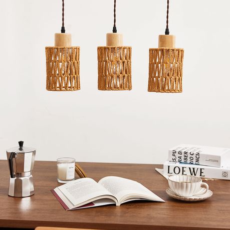 3-Piece Handcrafted Woven Rattan Lampshade Light Cover & Home Decor