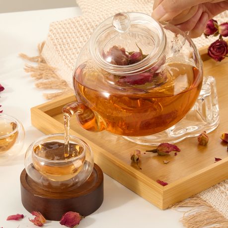 600ml Exotic Transparent Glass Teapot with Glass Infuser