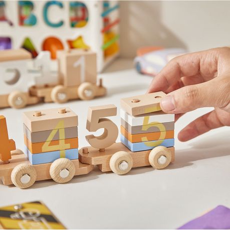 Chenshia 21Pc Train Set Wooden Colour Play & Learn to Count Blocks Toddlers