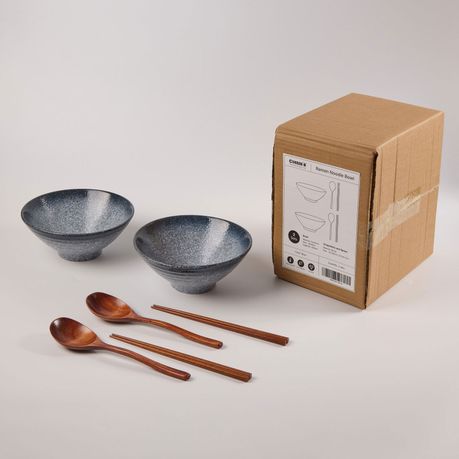 Ceramic Ramen Bowls with Chopsticks - 2 Pack