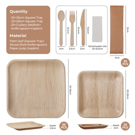Disposable Biodegradable Palm Leaf Tray Set